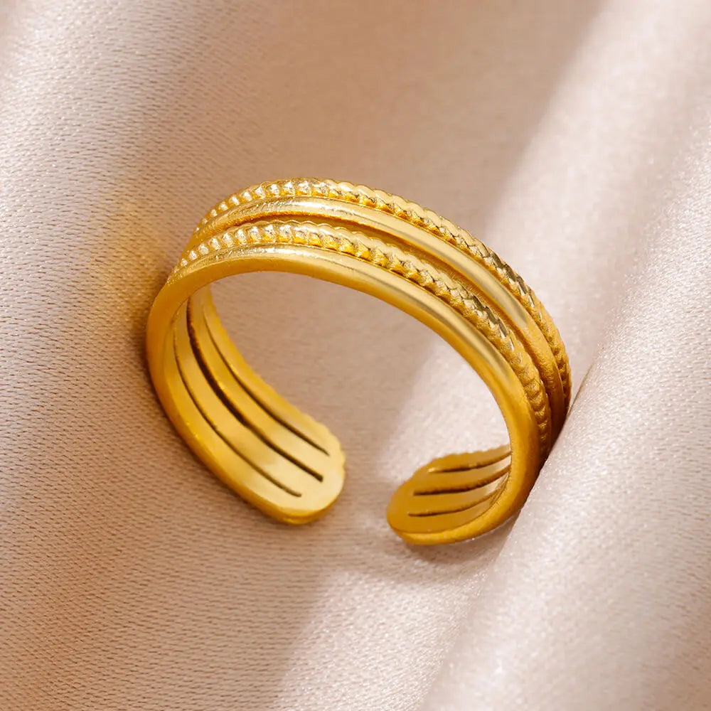 Stainless Steel Gold Rings Set