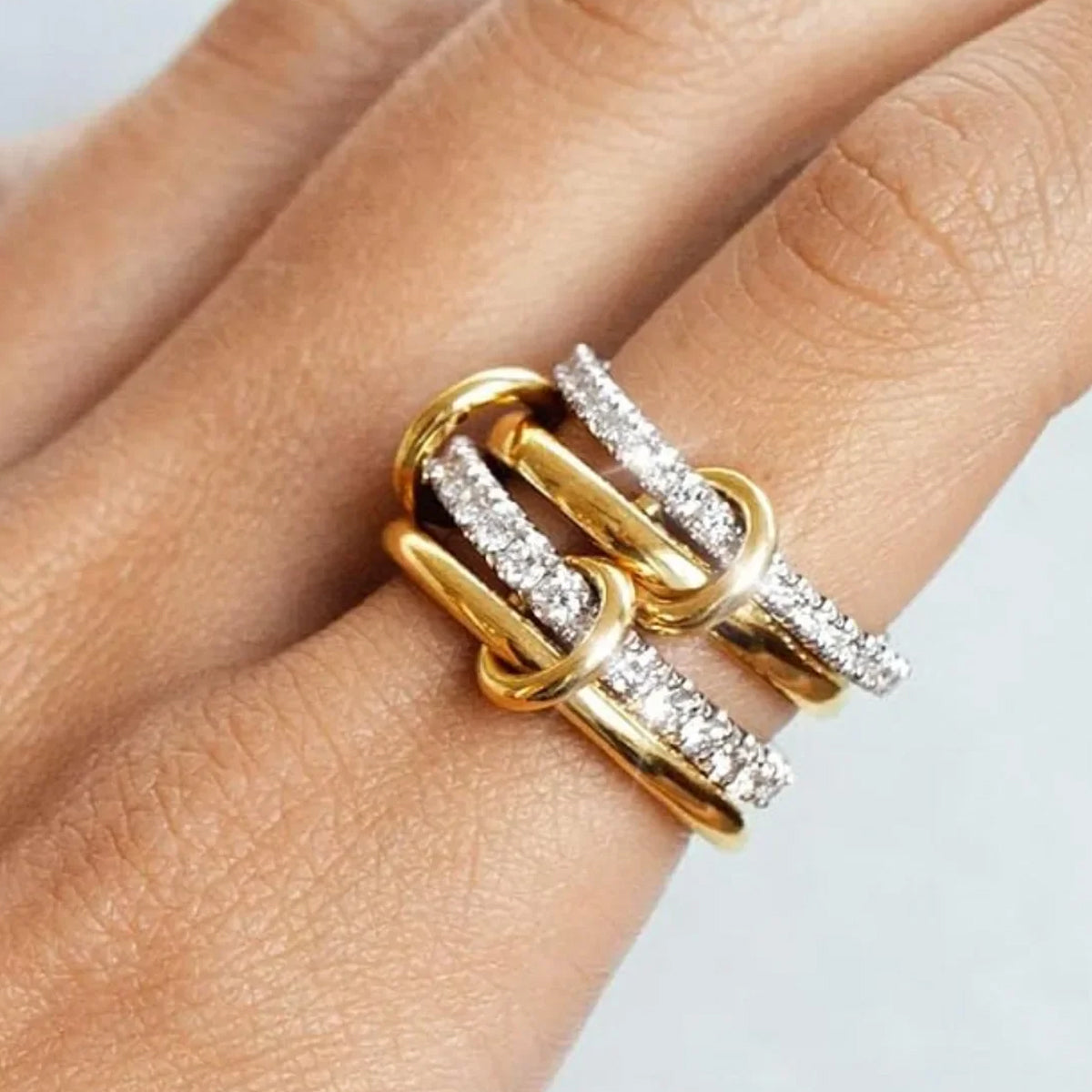 Two-Tone Stacking Ring  – Hypoallergenic Copper Jewellery with Gold & Silver Linked