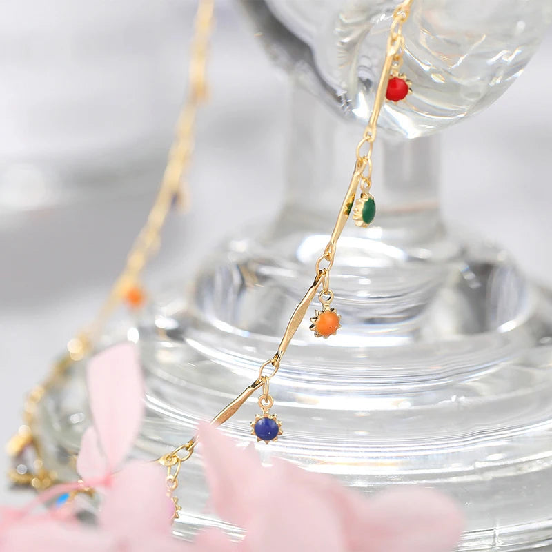 Candy Color Tassel Choker Necklace for Women – Trendy Gold Pendant Chain