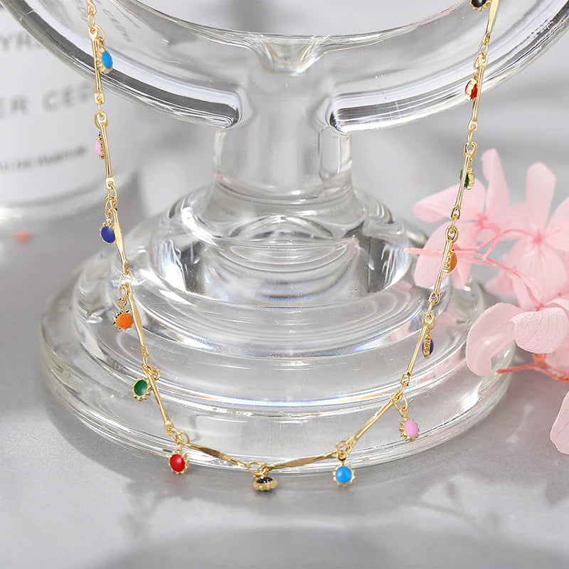 Candy Color Tassel Choker Necklace for Women – Trendy Gold Pendant Chain