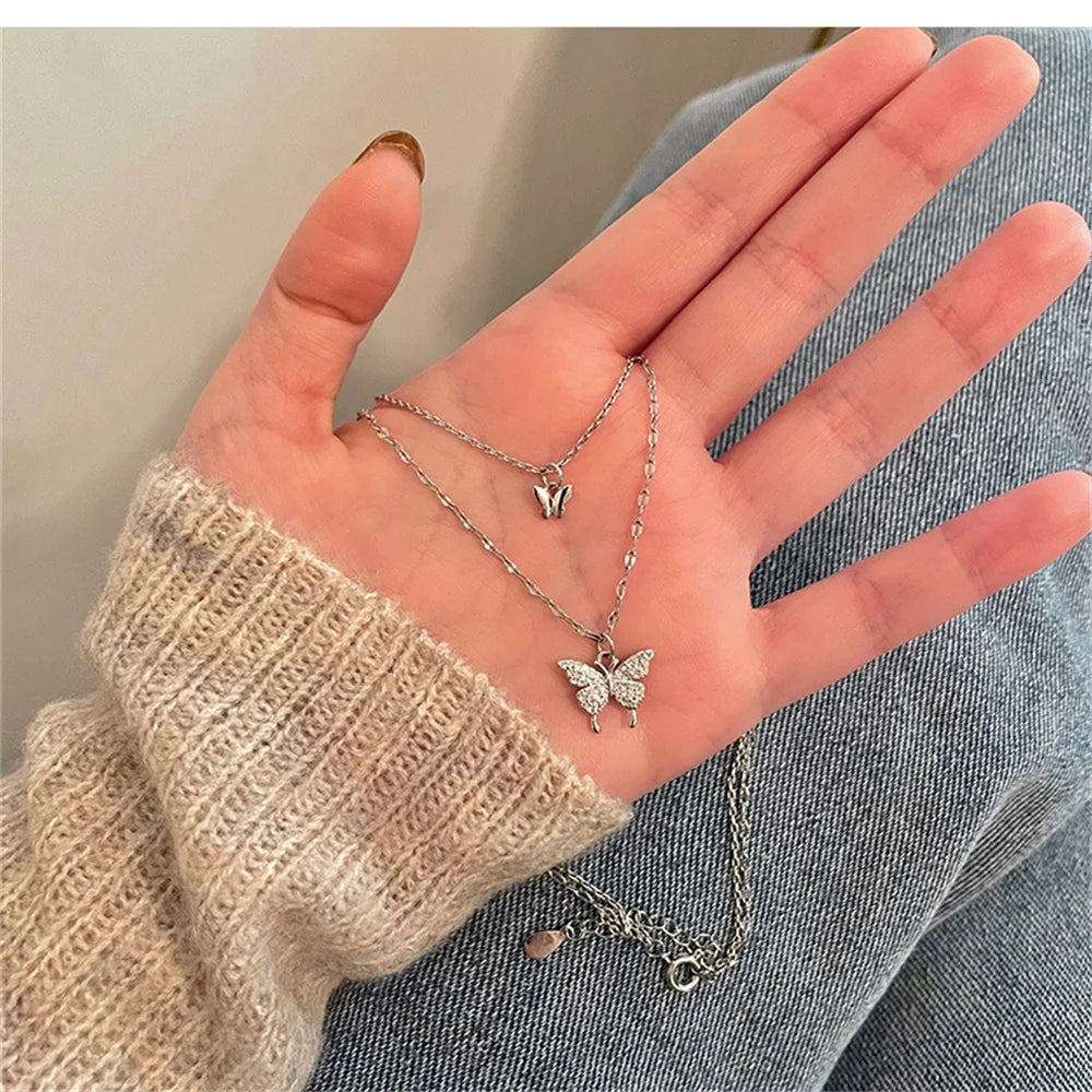 Silver Butterfly Pendant Necklace