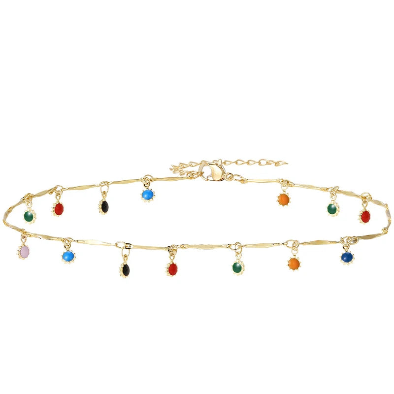 Candy Color Tassel Choker Necklace for Women – Trendy Gold Pendant Chain
