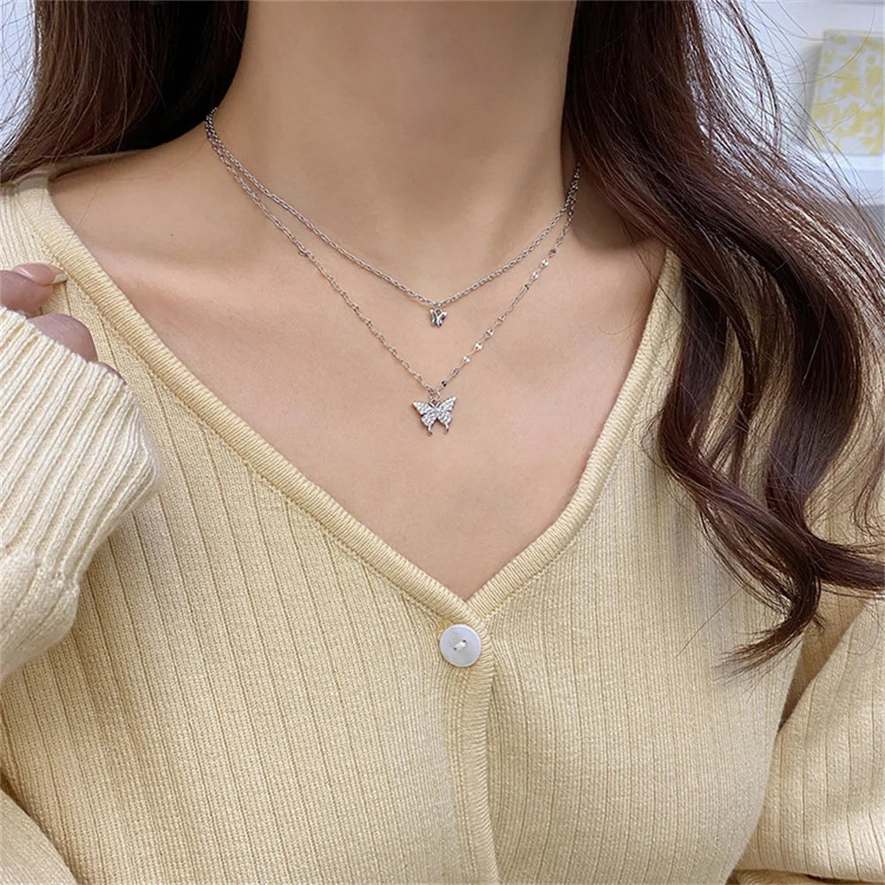 Silver Butterfly Pendant Necklace