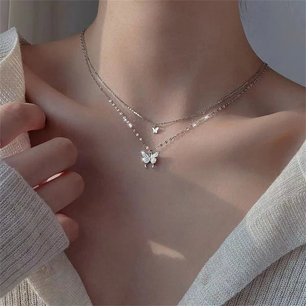 Silver Butterfly Pendant Necklace