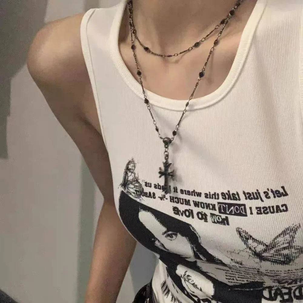 Gothic Black Cross Pendant Necklace