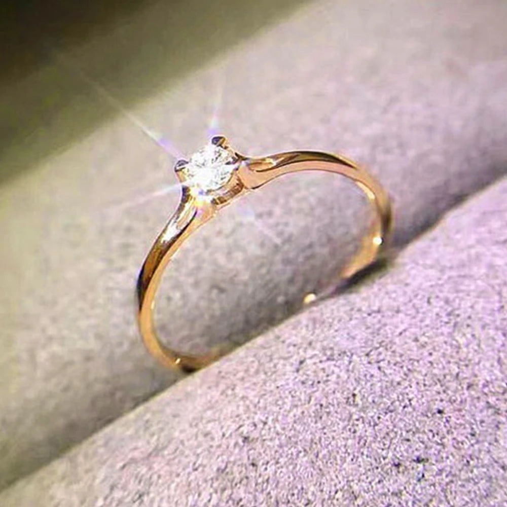 Minimalist CZ Solitaire Engagement Ring – Elegant 4mm Cubic Zirconia