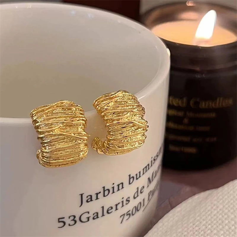 Golden Fold Retro Earrings