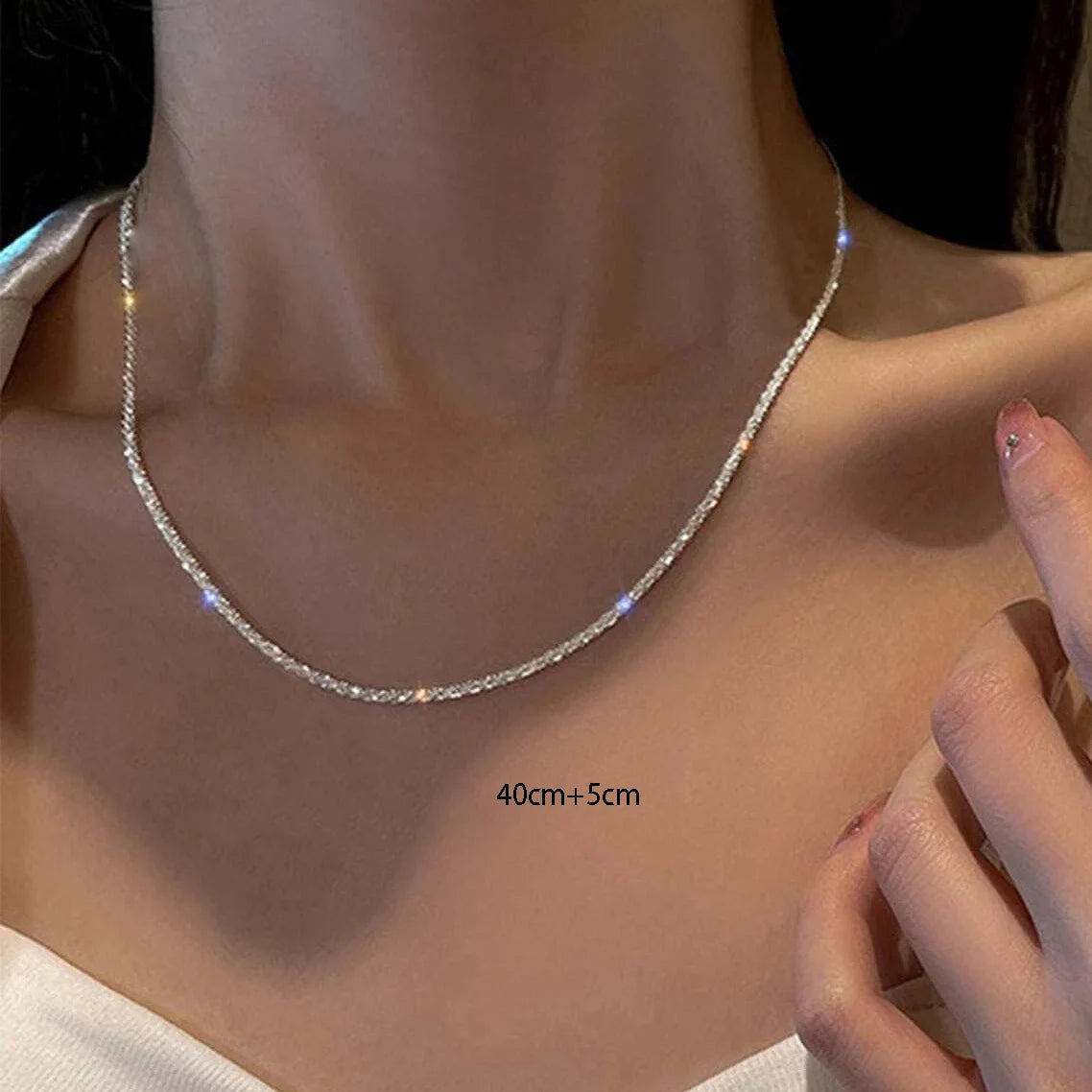Sparkling Silver Choker Necklace