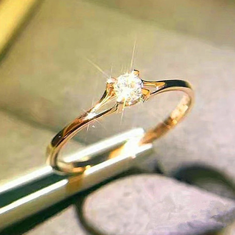 Minimalist CZ Solitaire Engagement Ring – Elegant 4mm Cubic Zirconia