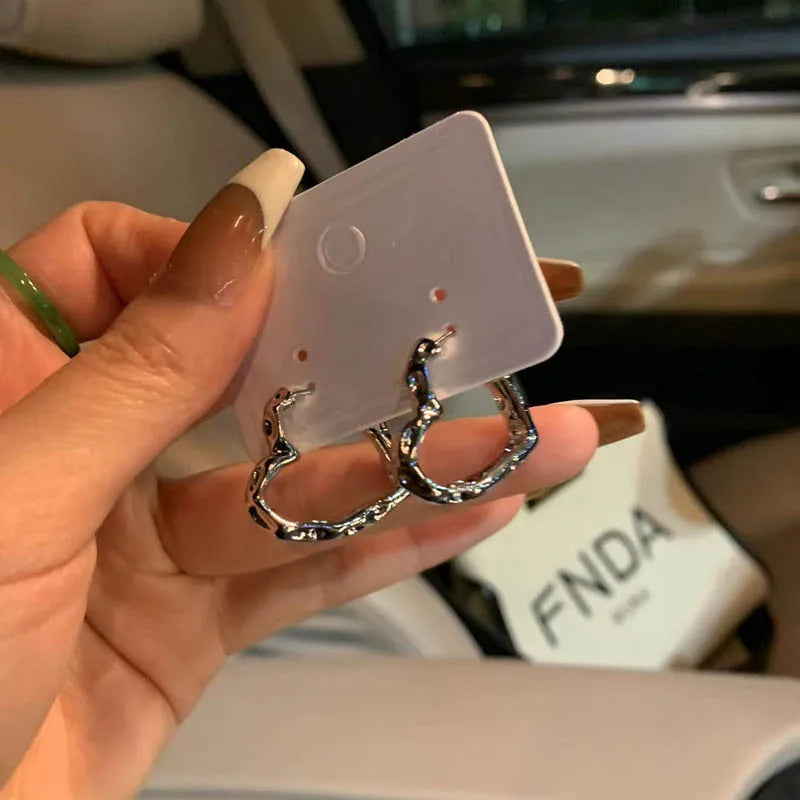 Y2K Retro Heart Hoop Earrings