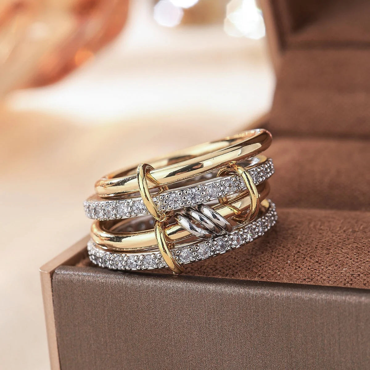 Two-Tone Stacking Ring  – Hypoallergenic Copper Jewellery with Gold & Silver Linked