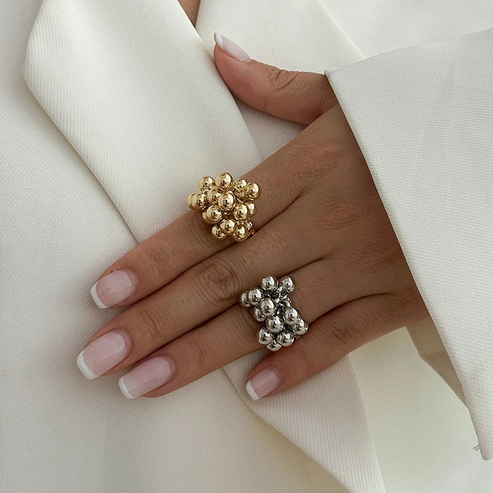 Gold Plated Square Zircon Ring – Adjustable Stainless Steel