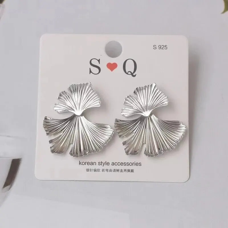 Golden Ginkgo Statement Earrings