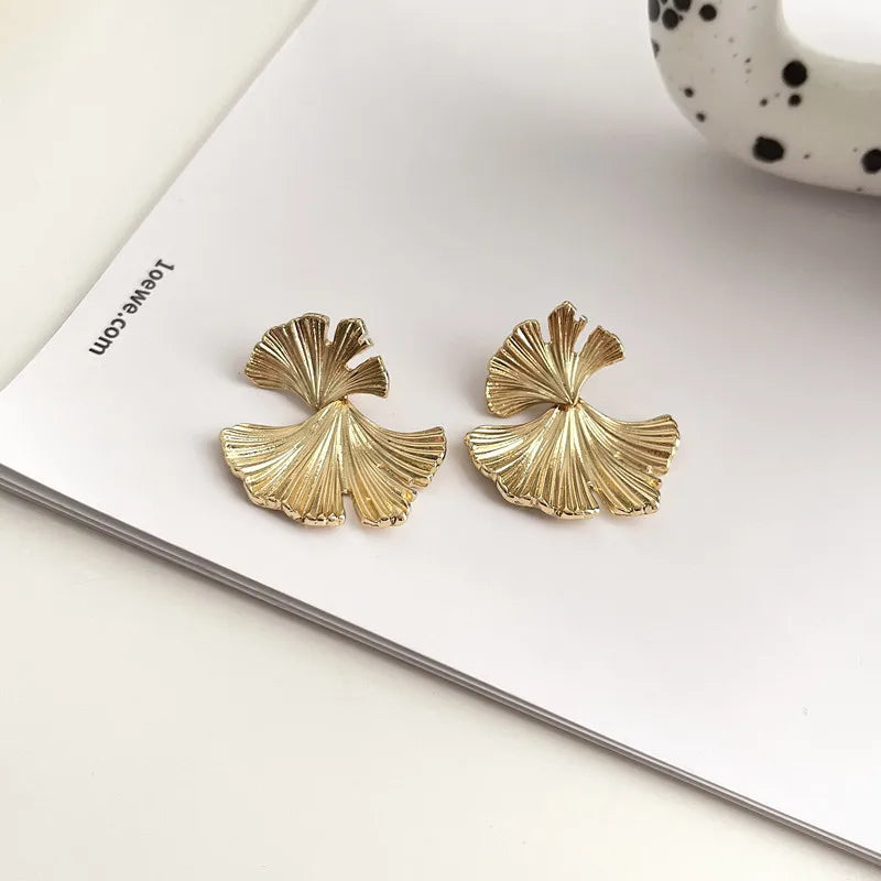 Golden Ginkgo Statement Earrings