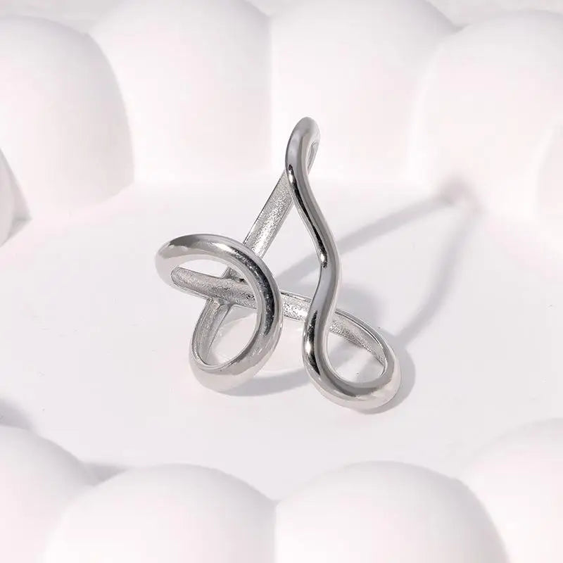 Minimalist Gold Wave Ring – 18K PVD Plated Stainless Steel Adjustable Waterproof Jewellery