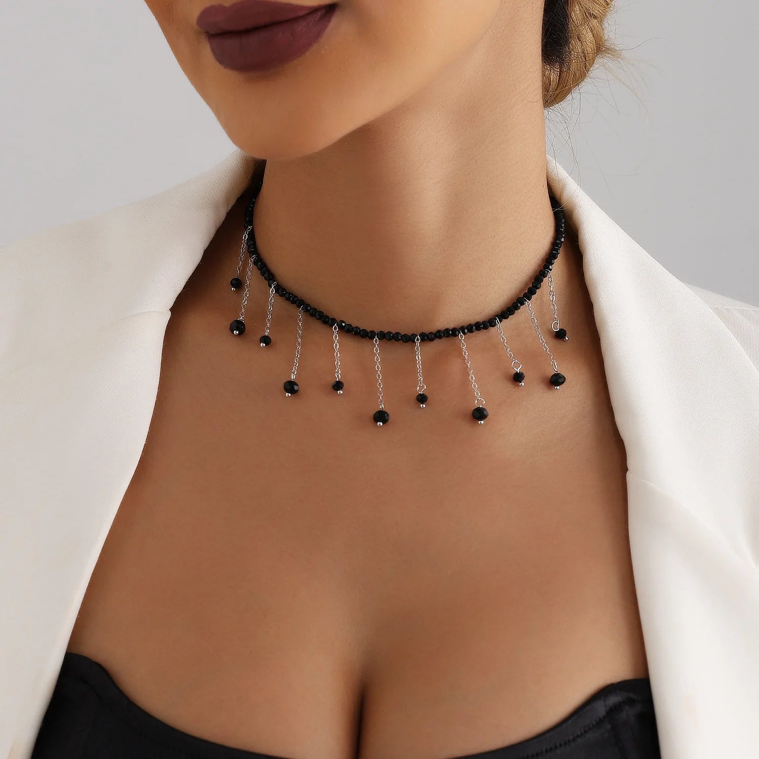 Y2K Crystal Beaded Necklace