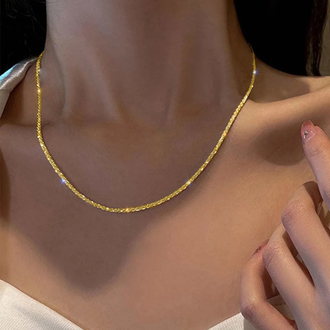 Sparkling Silver Choker Necklace