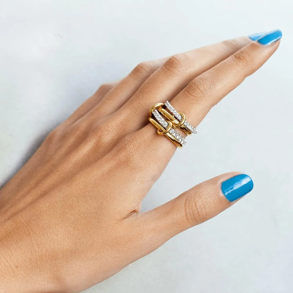 Two-Tone Stacking Ring  – Hypoallergenic Copper Jewellery with Gold & Silver Linked
