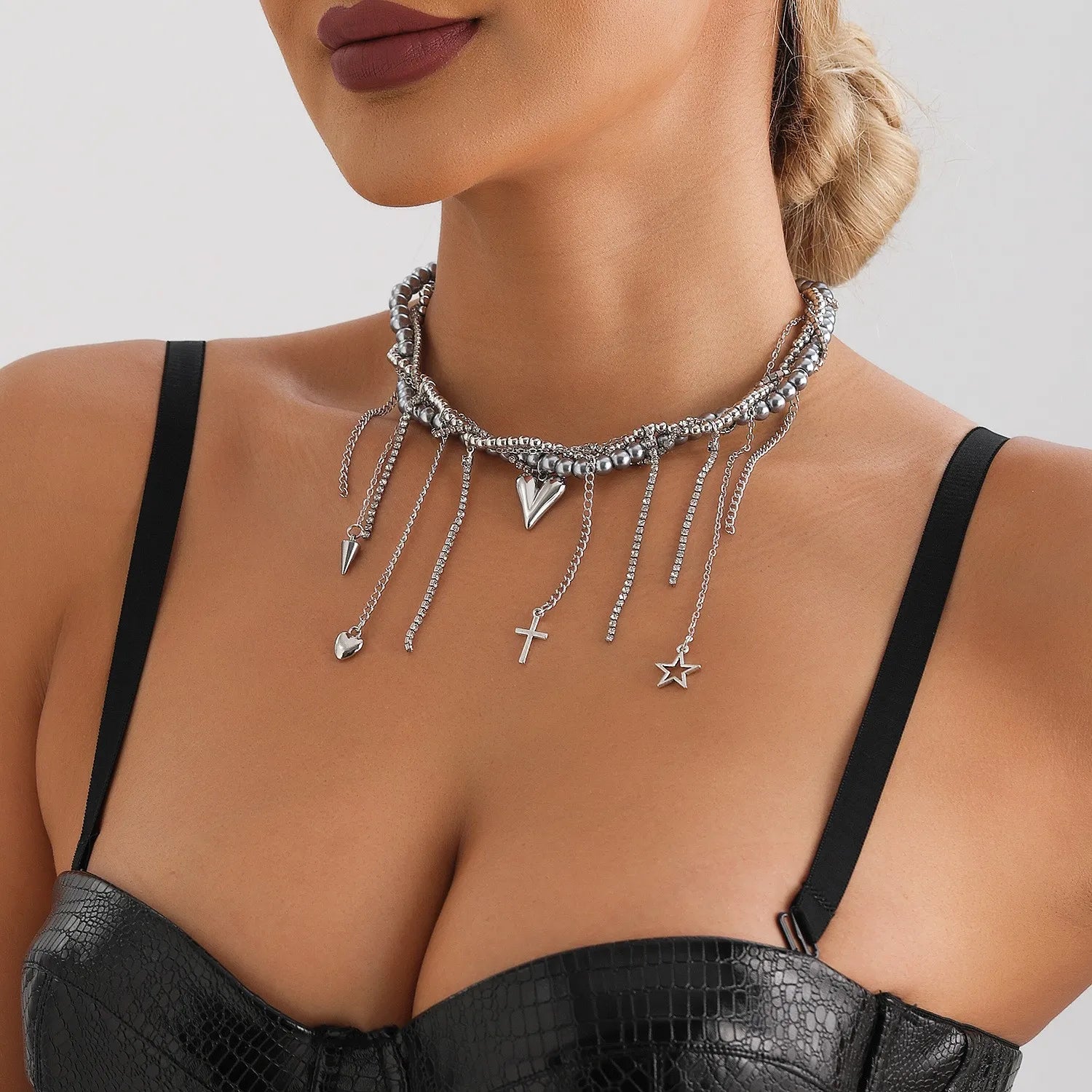 Y2K Crystal Beaded Necklace