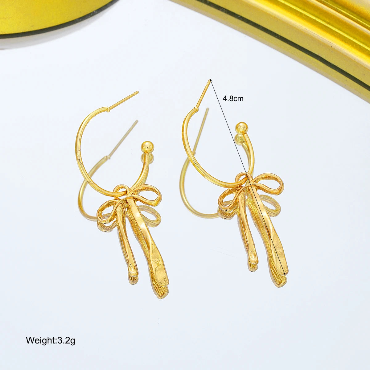 Golden Ribbon Bow Earrings