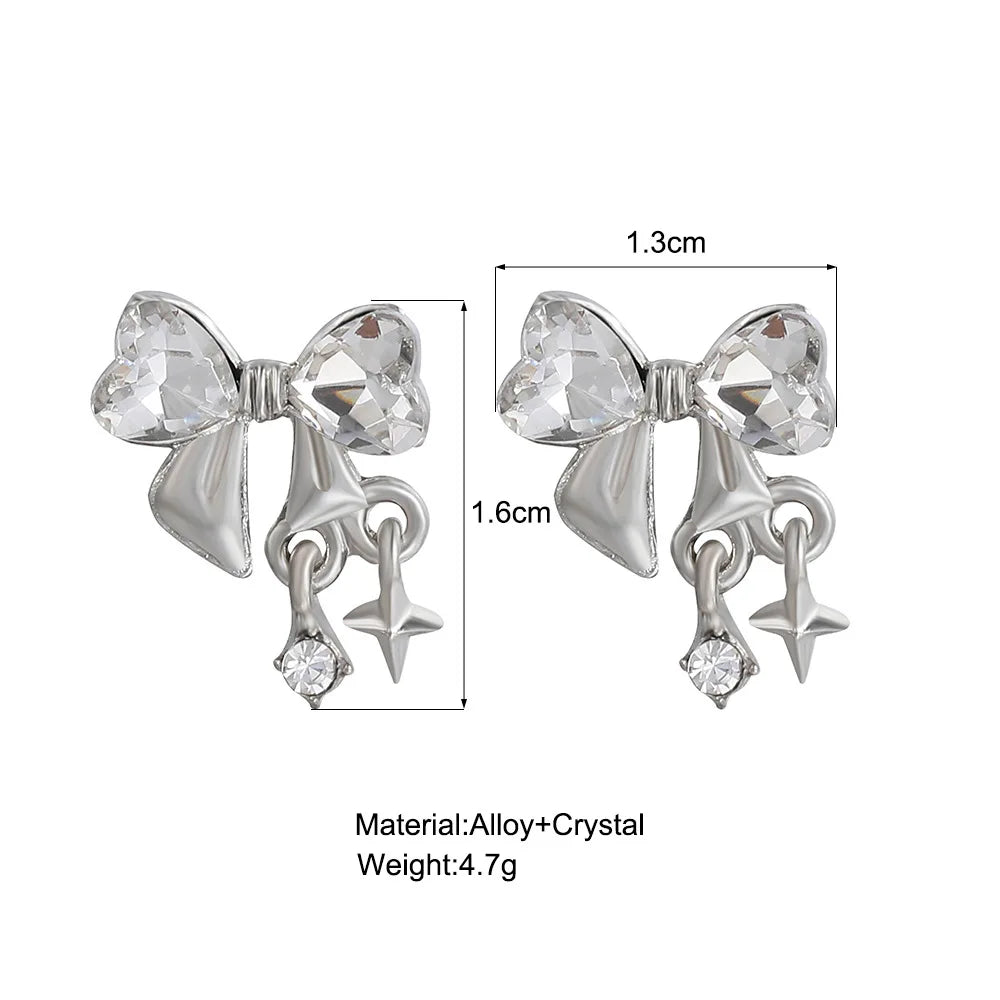 Crystal Bow Charm Earrings