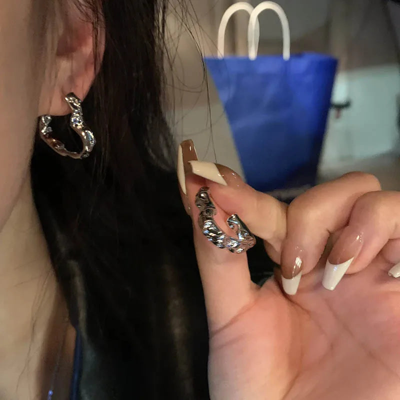 Y2K Retro Heart Hoop Earrings