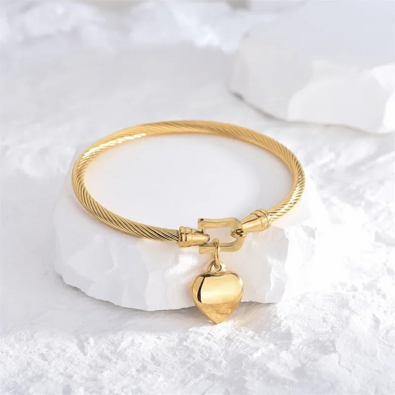 Golden Heart Luxe Bangle Bracelet