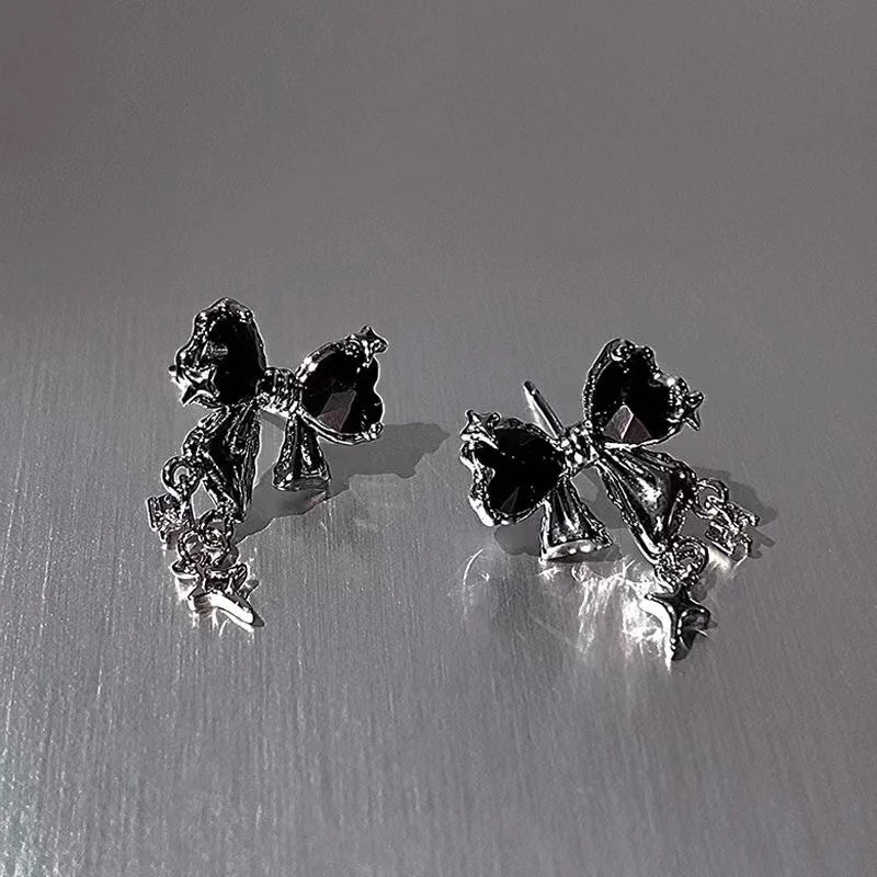 Crystal Bow Charm Earrings