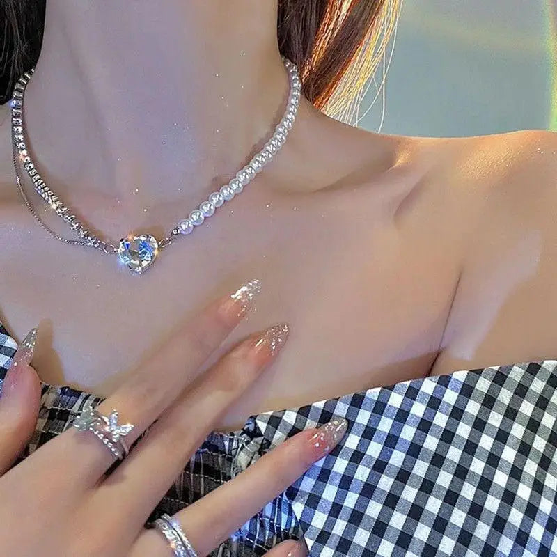 Gold Pearl Choker Necklace for Women – Kpop Inspired Beads Collar