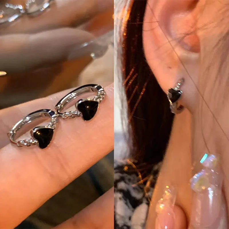 Y2K Retro Heart Hoop Earrings