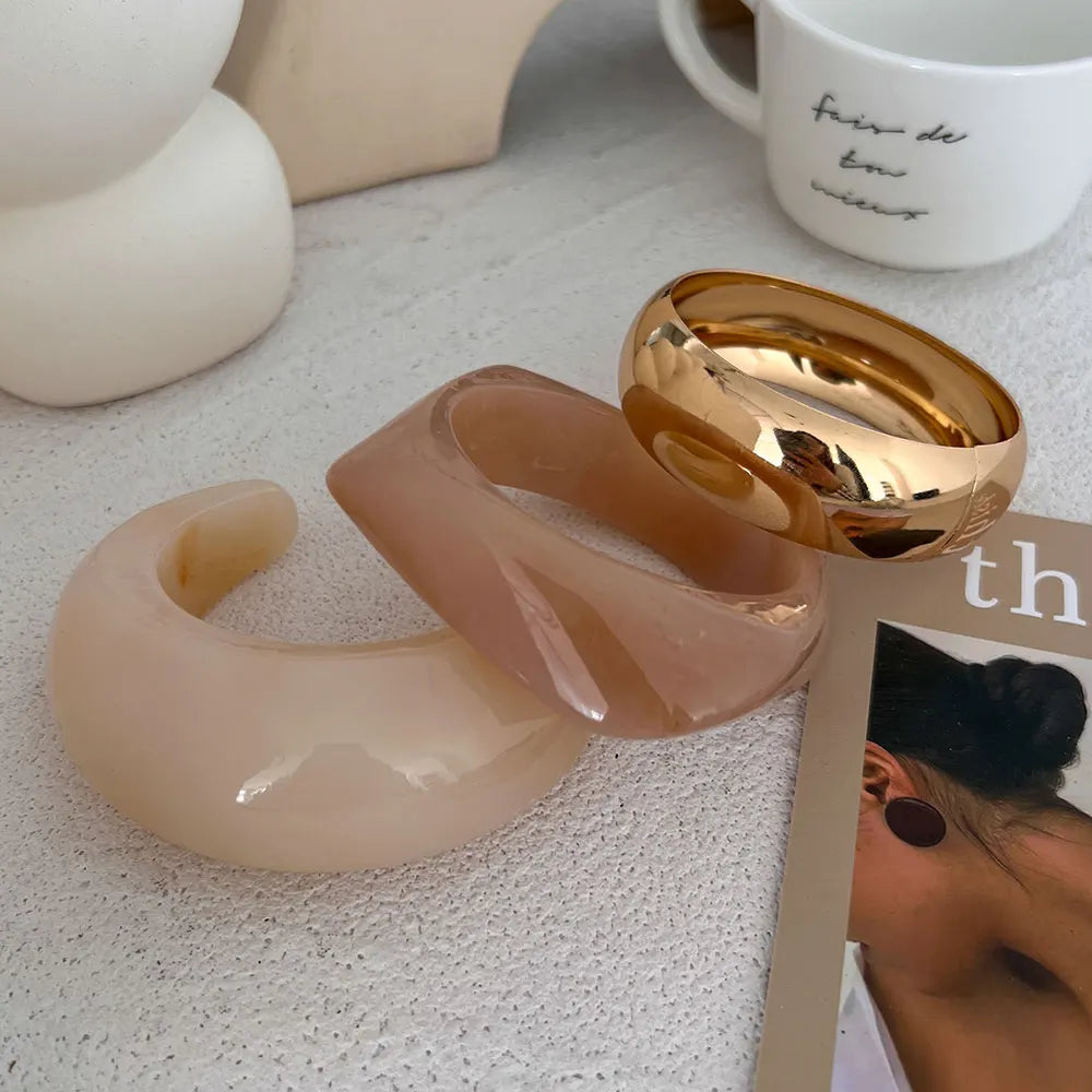 Luna Bold Resin & Gold Bangle Set Bracelets