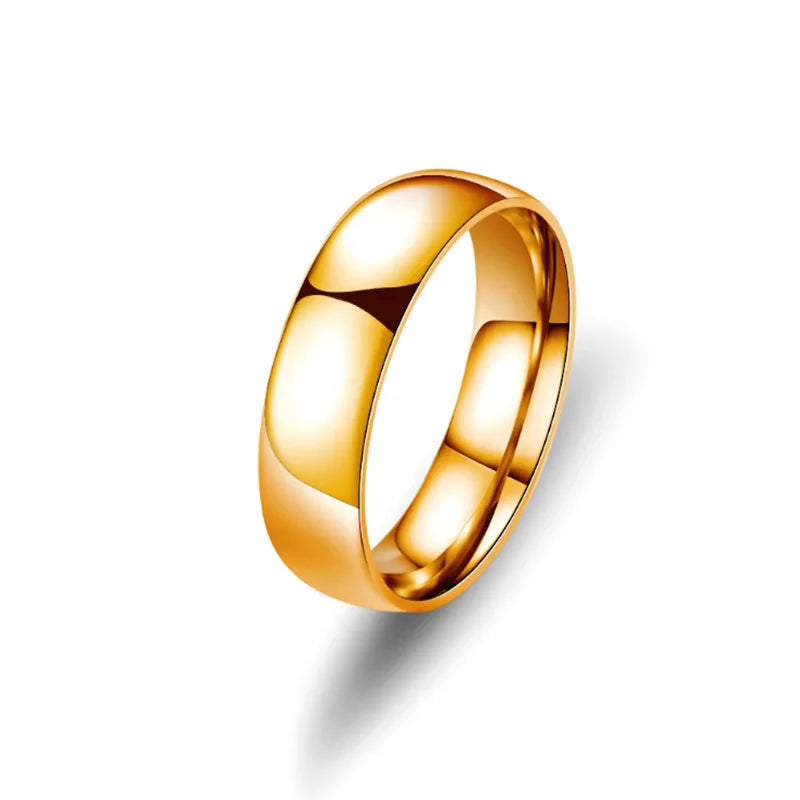 Unisex 6mm Titanium Wedding Ring – High Polished Stainless Steel Band, Hypoallergenic Couple Jewellery