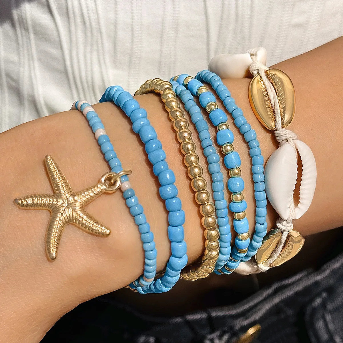 Ocean Breeze Boho Bracelet Set – 7 Pieces Bracelet