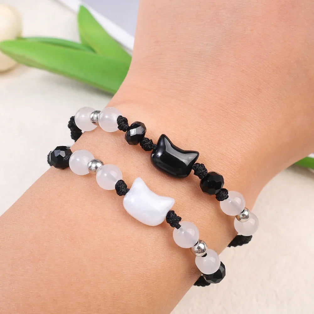 Yin & Purr Cat Stone Couple Bracelets