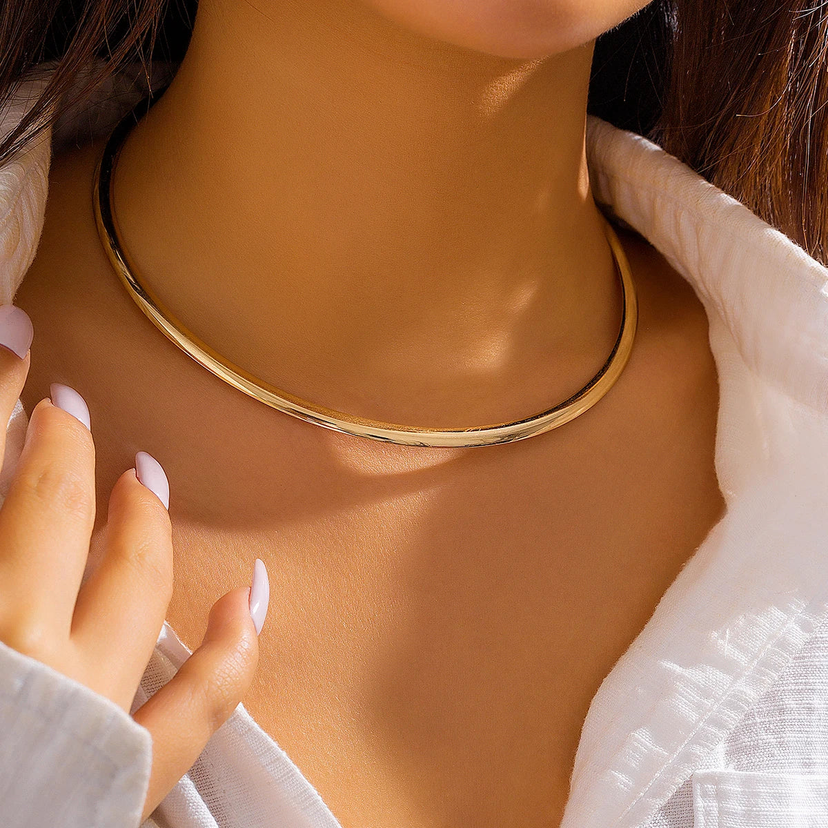 Gold Torque Choker Necklace
