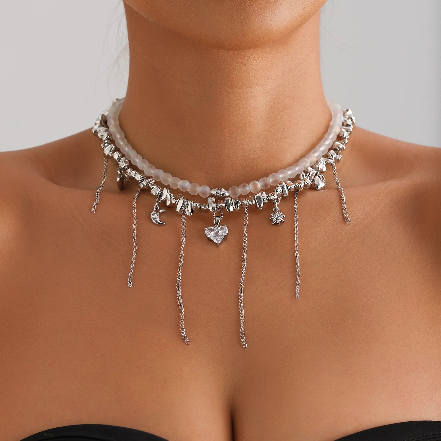 Y2K Crystal Beaded Necklace