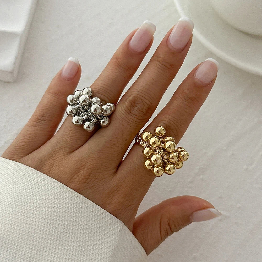 Gold Plated Square Zircon Ring – Adjustable Stainless Steel