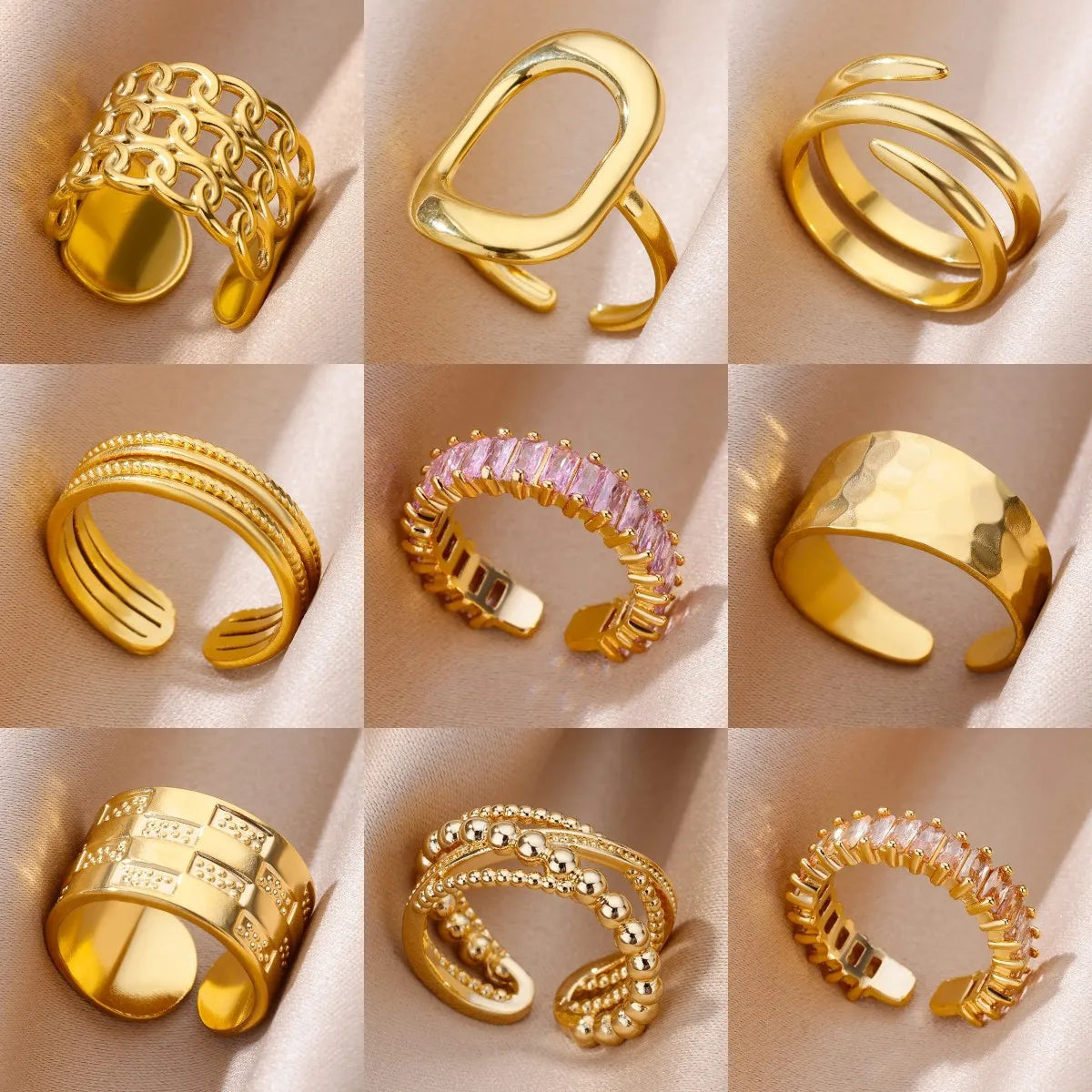 Stainless Steel Gold Rings Set