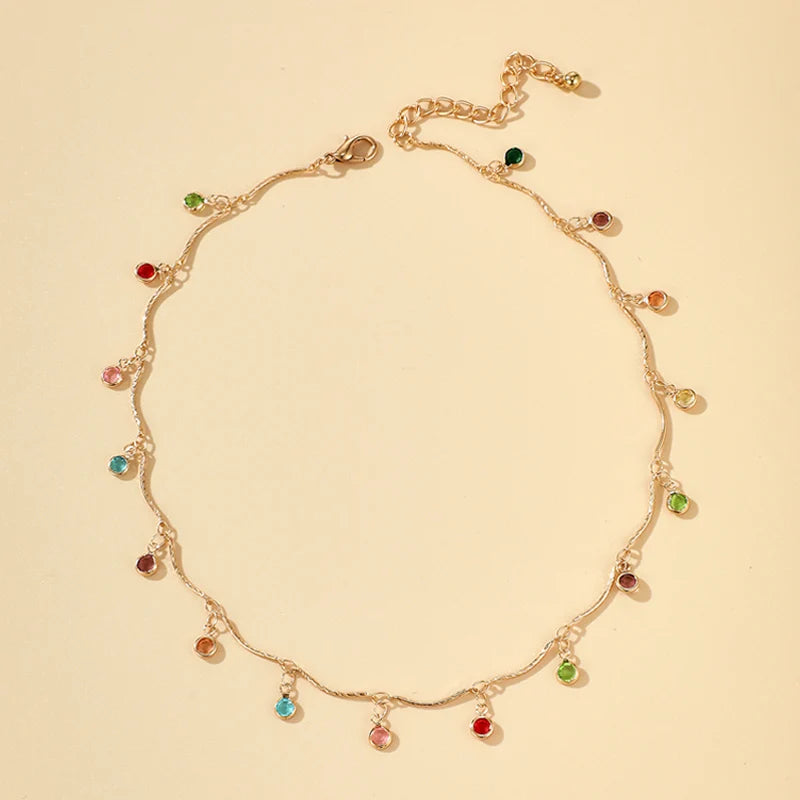 Candy Color Tassel Choker Necklace for Women – Trendy Gold Pendant Chain