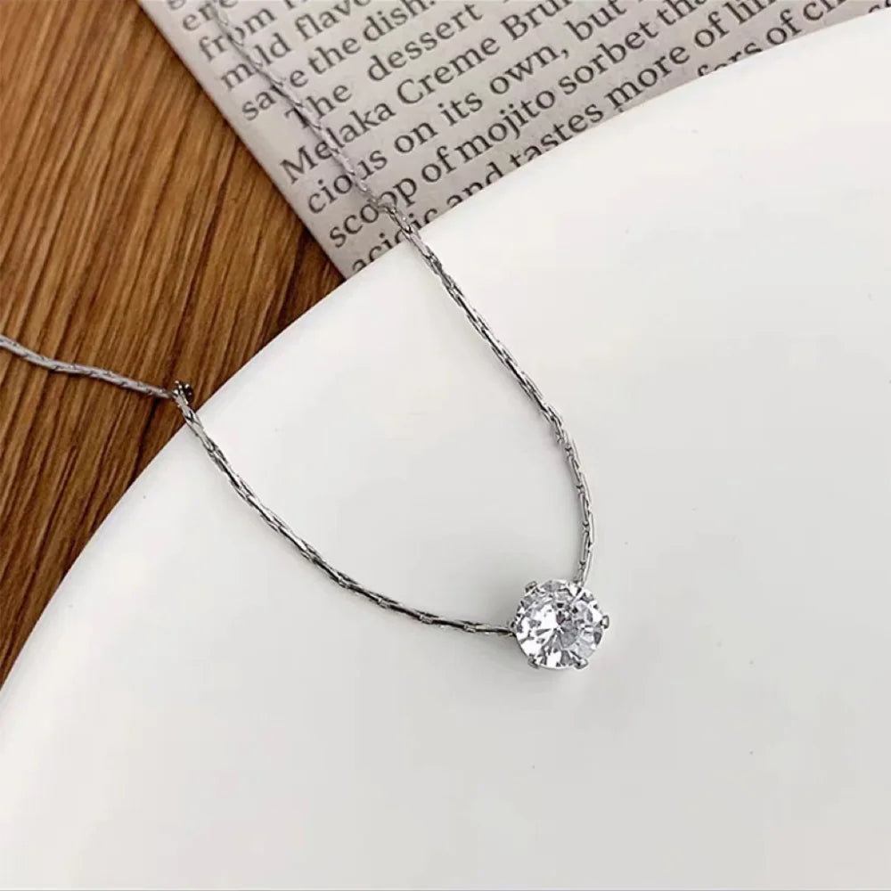 Radiant Minimalist Zircon Necklace