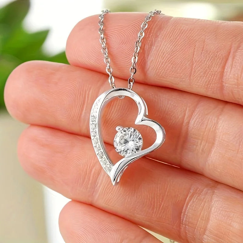 To My Grandma – Elegant Heart Pendant Necklace with Cubic Zirconia Stone | Meaningful Gift for Grandmother, Love & Appreciation Jewelry