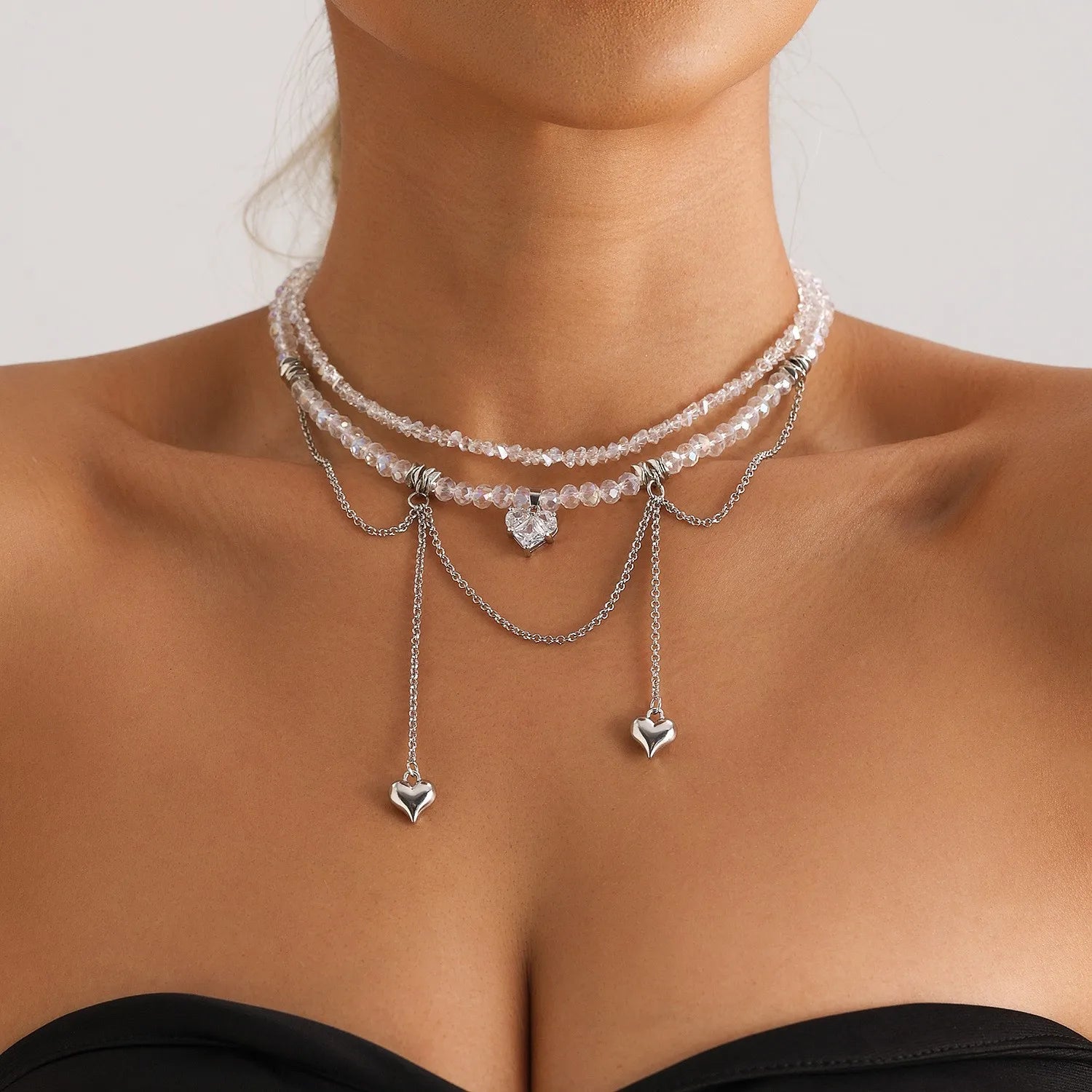 Y2K Crystal Beaded Necklace