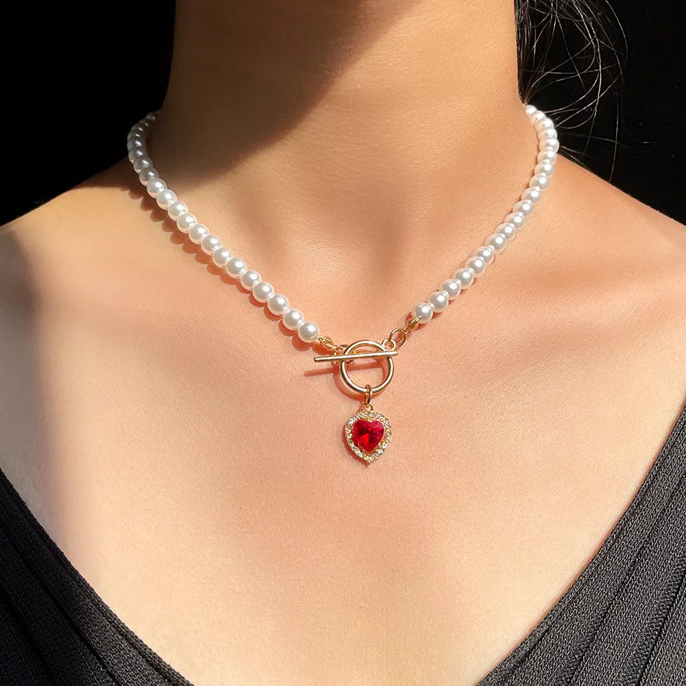 Gold Pearl Choker Necklace for Women – Kpop Inspired Beads Collar