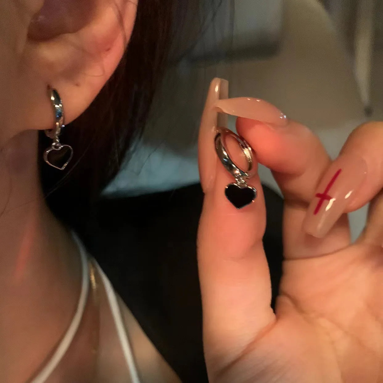 Y2K Retro Heart Hoop Earrings