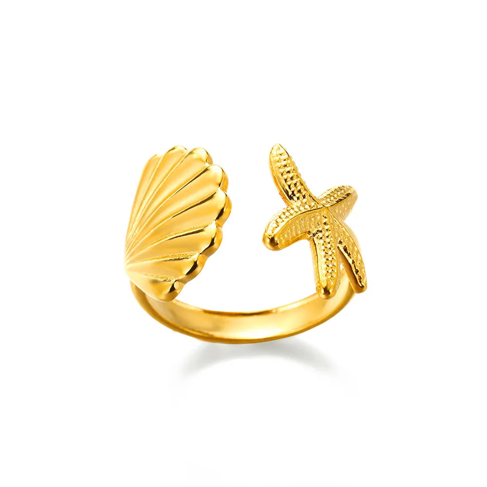 Stainless Steel Gold Rings Set