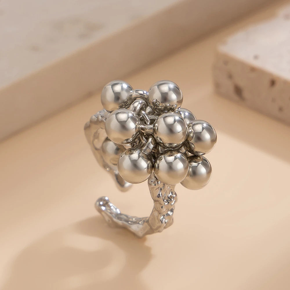Gold Plated Square Zircon Ring – Adjustable Stainless Steel