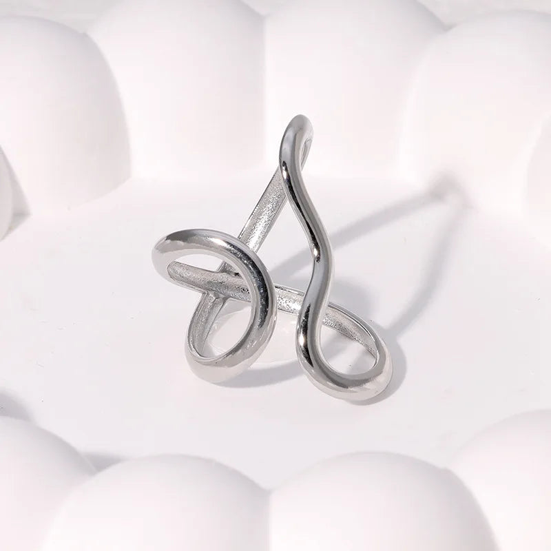 Minimalist Gold Wave Ring – 18K PVD Plated Stainless Steel Adjustable Waterproof Jewellery