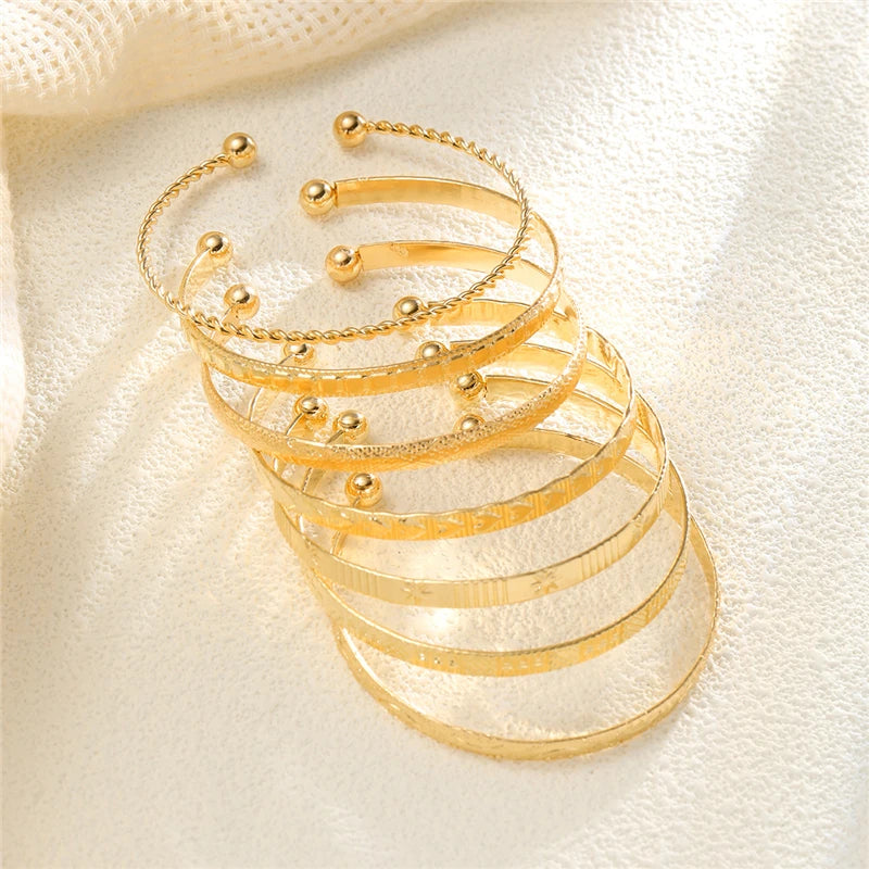 Golden Era Charm Bangle Set – 7 Pieces Bracelets