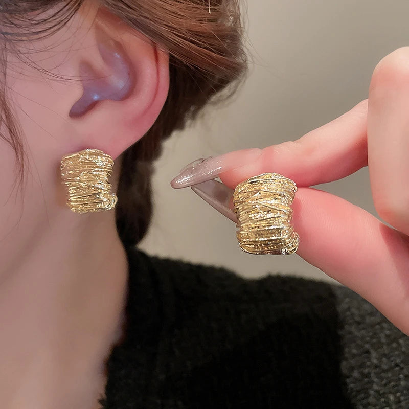Golden Fold Retro Earrings