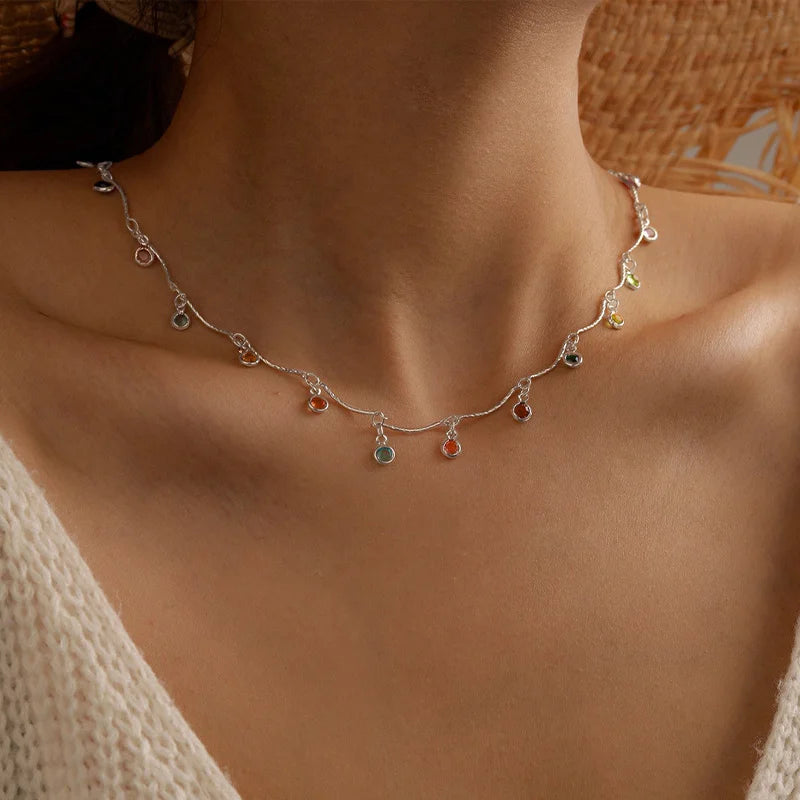 Candy Color Tassel Choker Necklace for Women – Trendy Gold Pendant Chain